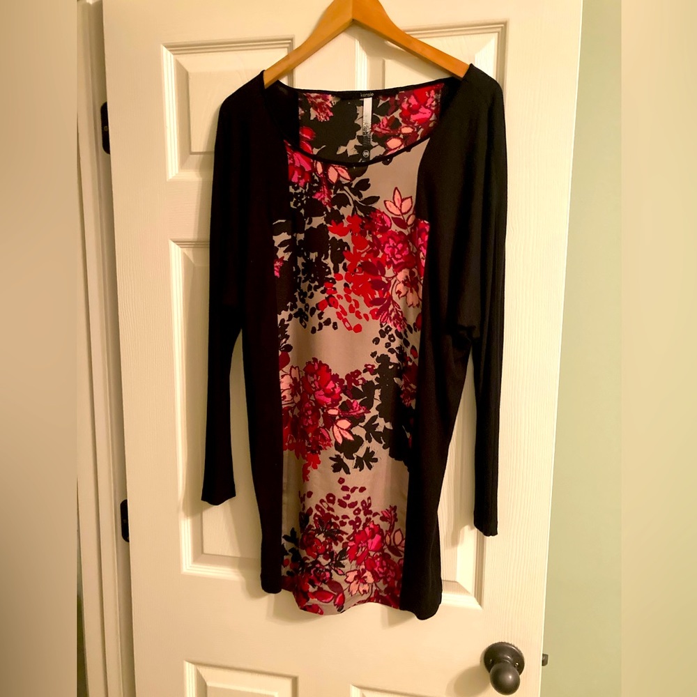 Black knit Kenzie dress with silk floral
